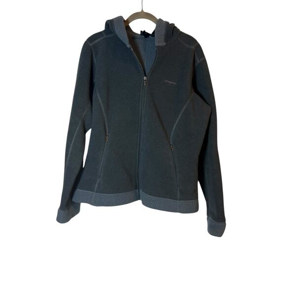 Patagonia Women’s Synchilla Full Zip Hooded Fleece Jacket Blue Estimated Large - Picture 1 of 6